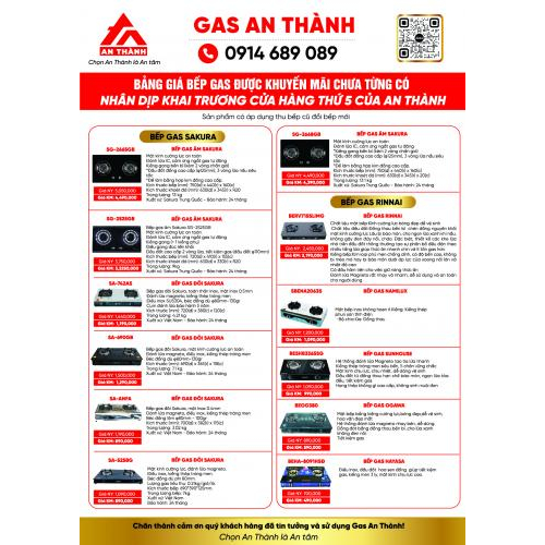 Bảng giá bếp gas khuyến mãi